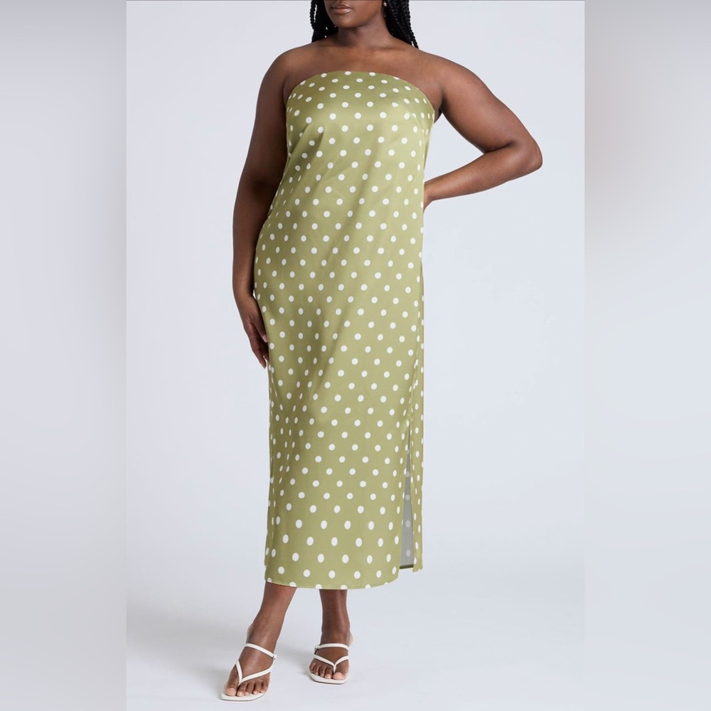 Eloquii Polka Dot Midi Column Dress